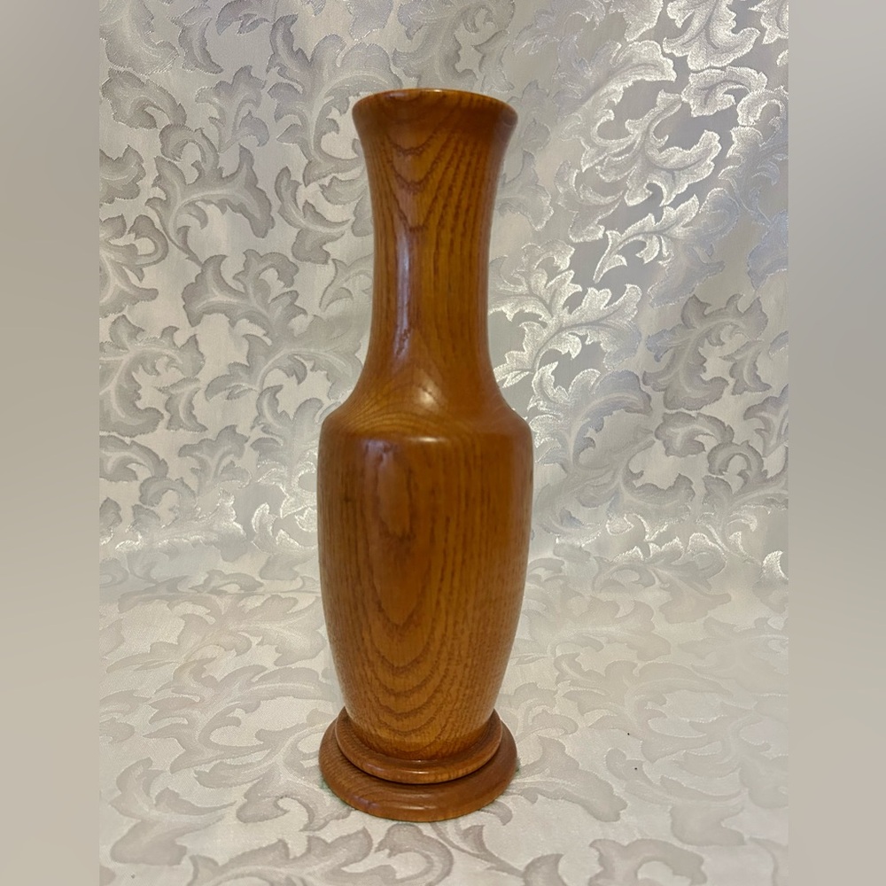 Vintage Wooden Bud Vase, 10.5x3.5